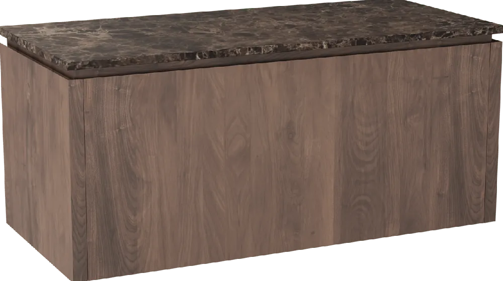 Balmani Eclips meuble salle de bains suspendu 120 x 55 cm Noyer américain avec Stretto tablette simple ou double vasque en Dark Emperador marbre
