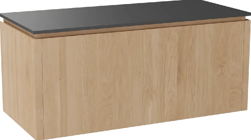 Balmani Eclips meuble salle de bains suspendu 120 x 55 cm Chêne naturelle avec Stretto tablette simple en Granit noir