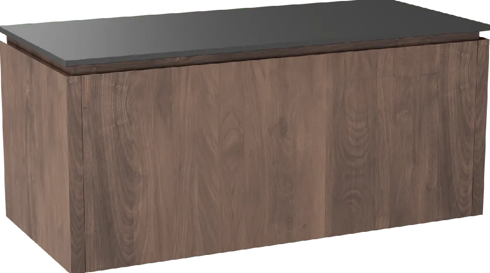 Balmani Eclips meuble salle de bains suspendu 120 x 55 cm Noyer américain avec Stretto tablette simple en Granit noir
