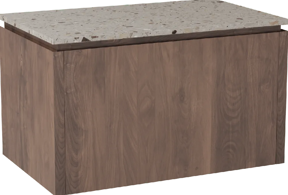 Balmani Eclips meuble salle de bains suspendu 90 x 55 cm Noyer américain avec Stretto tablette simple en Terrazzo greige
