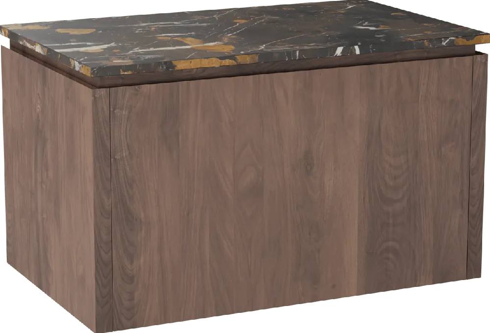 Balmani Eclips meuble salle de bains suspendu 90 x 55 cm Noyer américain avec Stretto tablette simple en Portoro Gold marbre