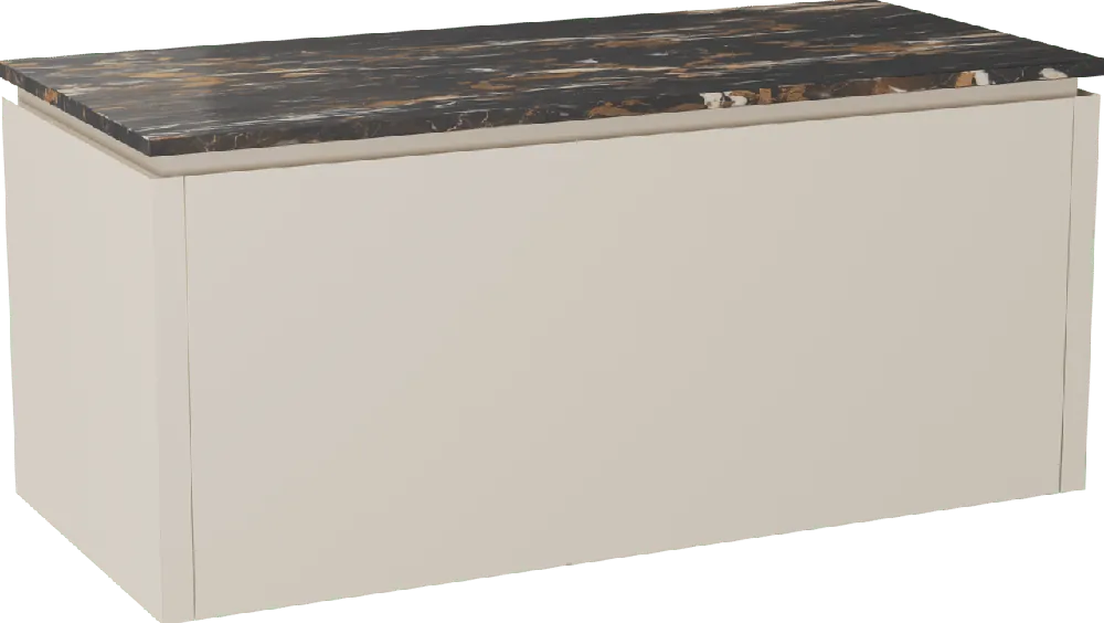 Balmani Eclips meuble salle de bains suspendu 120 x 55 cm Sandbeige avec Stretto tablette simple en Portoro Gold marbre
