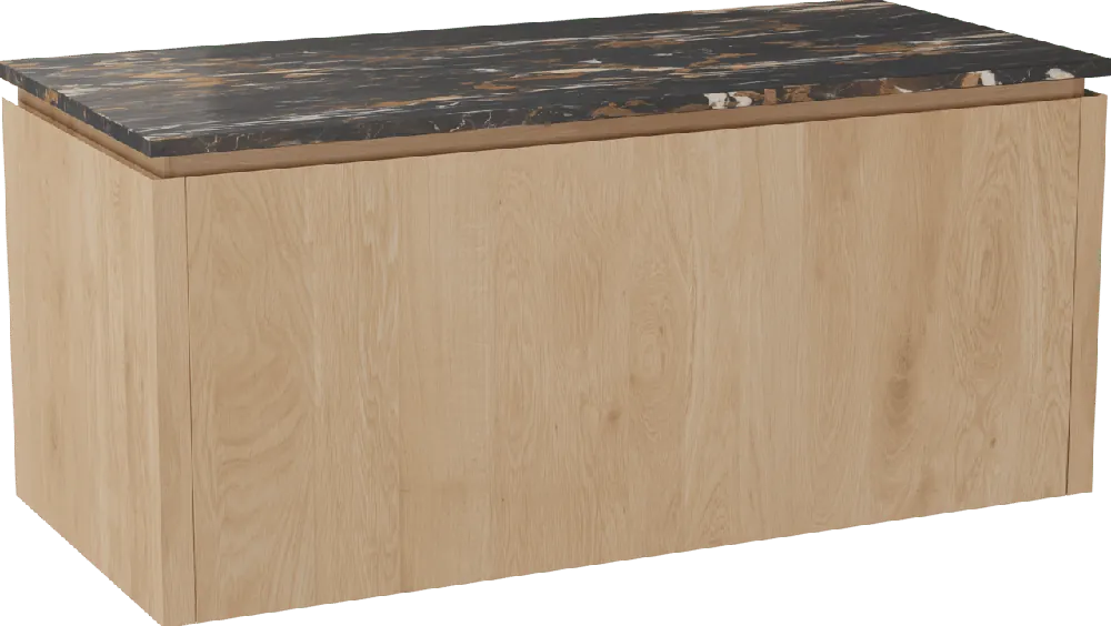 Balmani Eclips meuble salle de bains suspendu 120 x 55 cm Chêne naturelle avec Stretto tablette simple en Portoro Gold marbre