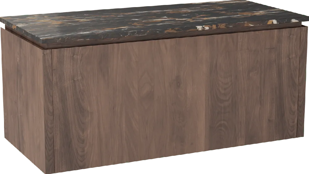 Balmani Eclips meuble salle de bains suspendu 120 x 55 cm Noyer américain avec Stretto tablette simple en Portoro Gold marbre