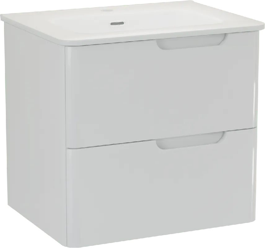 Linie Curvo meuble salle de bains suspendu 60 x 46 cm blanc brillant avec Baro Curvo plan simple en porcelaine blanc brillant