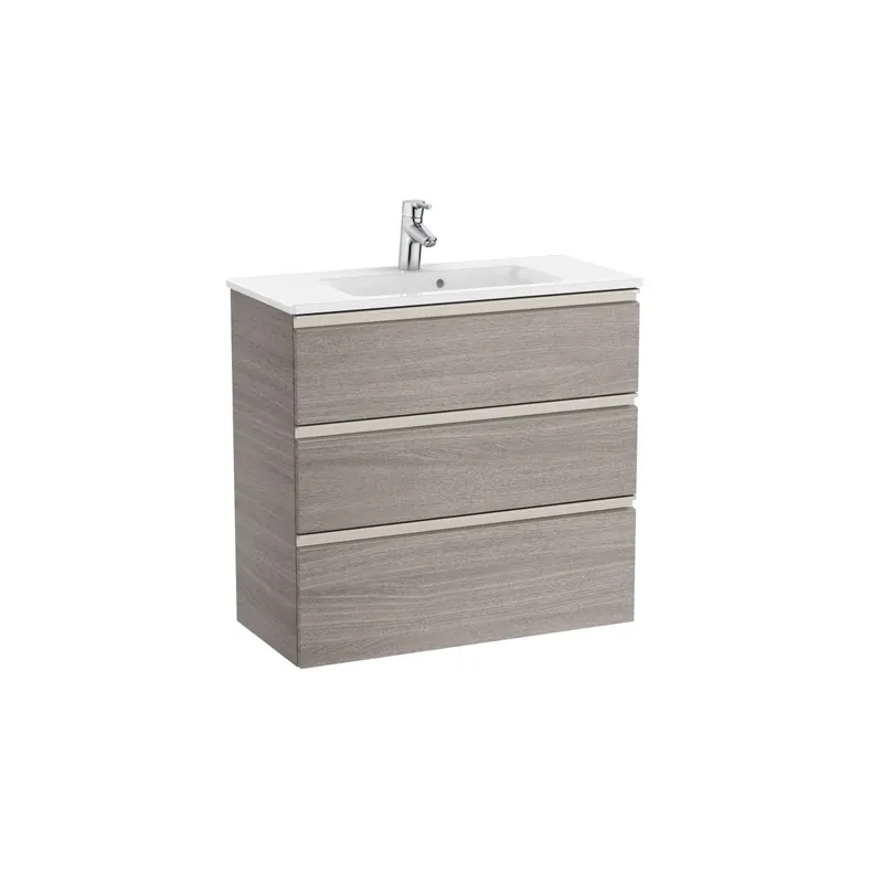 Meuble vasque 3 tiroirs The Gap Unik 80cm City Oak - ROCA A851499402