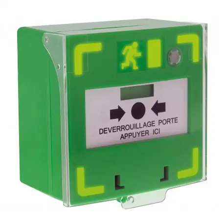 Bouton vert déclencheur, déverrouillage des issues contrôlées, sonore, lumineux - AIPHONE BDVL