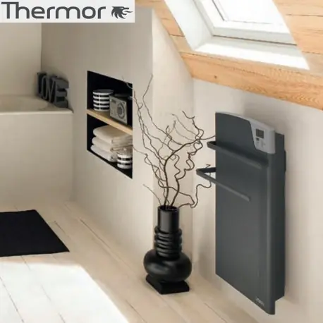 Sèche-serviettes électrique MAJORQUE soufflant compact gris ardoise 1400W - Thermor 493124