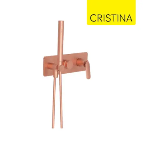 Façade douche/bain 2 sorties Or Rose Brossé - CRISTINA ONDYNA FL60234P