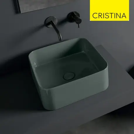 Vasque en céramique pour lavabo carré Gris Lagon CIOTOLA - CRISTINA ONDYNA CI40703