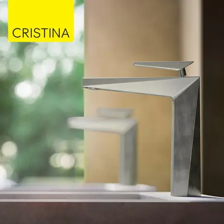 Mitigeur lavabo mi-haut avec vidage Up&Down Métal Brossé Fractal - CRISTINA ONDYNA FT22777