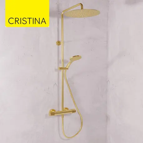 Colonne de douche thermostatique Or Brossé Fractal - CRISTINA ONDYNA FT44896P