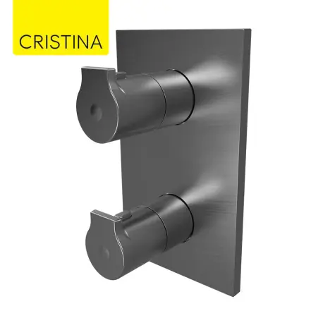 Facade douche thermostatique 2 sorties Métal Brossé Omega - CRISTINA ONDYNA OG75277