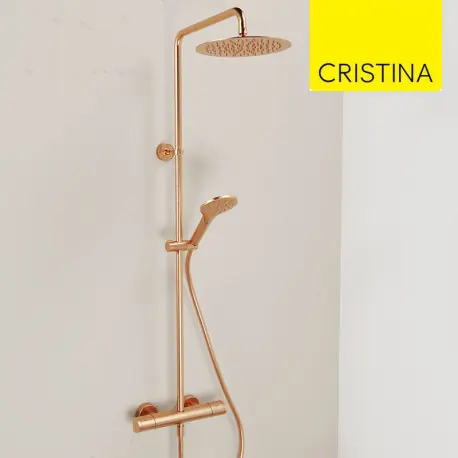 Colonne de douche thermostatique Or Rose Brossé Profilo - CRISTINA ONDYNA PF48634P