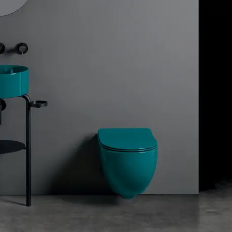 Bloc Wc Ciotola Suspendu Avec Abattant Soft Close No Rim Bleu Petrol - CRISTINA ONDYNA WCI319105
