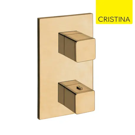 Façade douche thermostatique 2 sorties Or Brossé QUADRI - CRISTINA ONDYNA XQ85296P