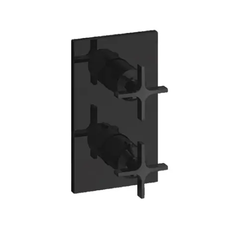Facade Externe Cross Road Laiton 2 Sorties bain douche Blackmat - CRISTINA ONDYNA XR75213