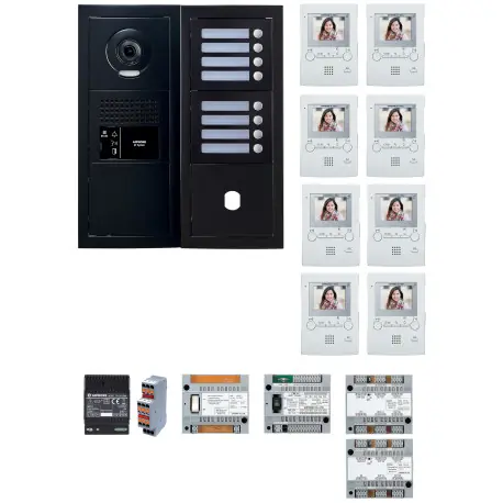 Pack GT vidéo 8 BP programmé avec platine façade noire satin 200460 - AIPHONE GTBV8EB