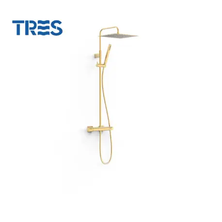 Ensemble de robinet thermostatique mural à 2 voies pour douche Or Mat 24K - TRES 19039307OM
