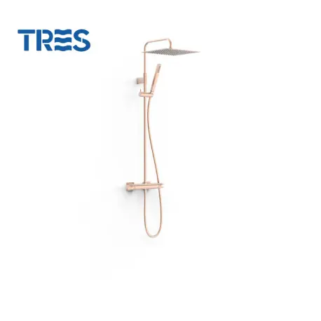 Ensemble de robinet thermostatique mural à 2 voies pour douche Or Rose Mat 24K - TRES 19039307OPM