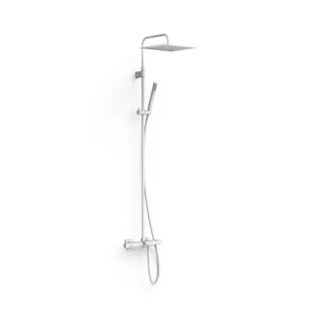 Ensemble de robinet thermostatique mural à 3 voies pour baignoire et douche Blanc mat - TRES 19031205BM
