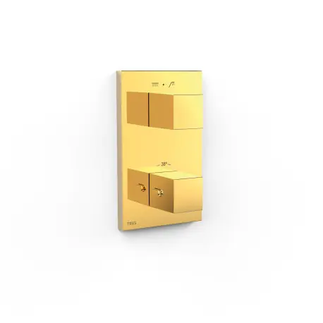 Pièce apparente pour boîtier encastré Therm-box 2 voies Or 24K - TRES 00625001OR