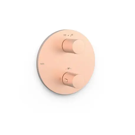 Pièce apparente pour boîtier encastré Therm-box 2 voies Or Rose Mat 24K - TRES 26225001OPM