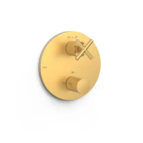 Pièce apparente pour boîtier encastré Therm-box 2 voiesPièce Or Mat 24K - TRES 28325001OM