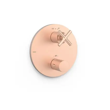 Pièce apparente pour boîtier encastré Therm-box 2 voiesPièce Or Rose Mat 24K - TRES 28325001OPM