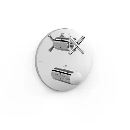 Pièce apparente pour boîtier encastré Therm-box 2 voiesPièce Chrome - TRES 28325001