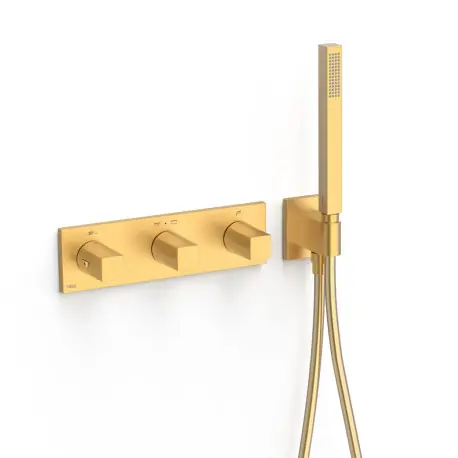 Robinet thermostatique encastré à 3 voies B-system Or Mat 24K - TRES 30725301OM