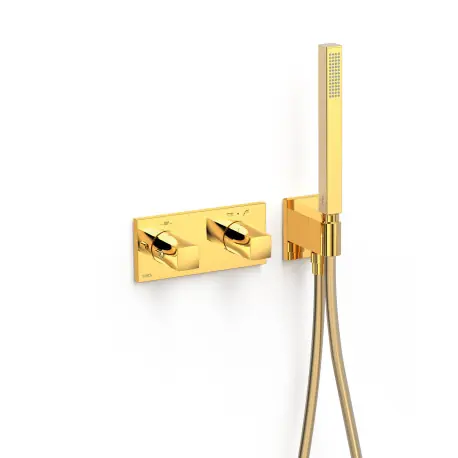 Robinet thermostatique encastré à 2 voies B-system. Or 24K - TRES 30725201OR