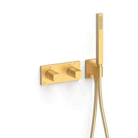 Robinet thermostatique encastré à 2 voies B-system. Or Mat 24K - TRES 30725201OM