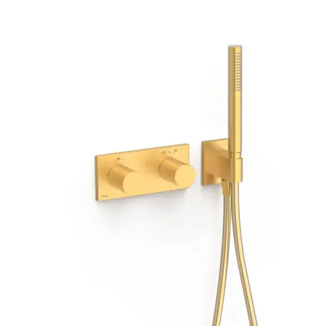 Robinet thermostatique encastré à 2 voies B-system. Or Mat 24K - TRES 30735201OM