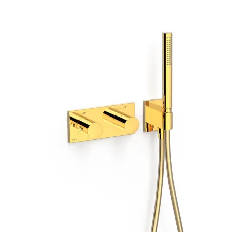 Robinet thermostatique encastré à 2 voies B-system. Or 24K - TRES 30735201OR