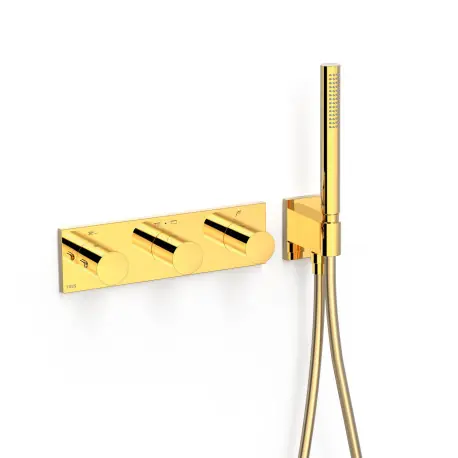 Robinet thermostatique encastré à 3 voies B-system Or 24K - TRES 30735301OR