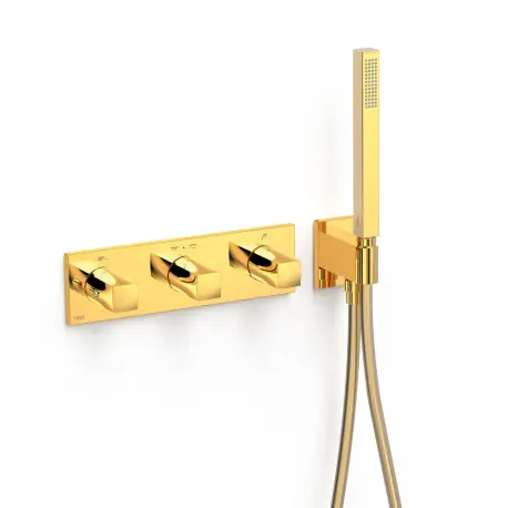 Robinet thermostatique encastré à 3 voies B-system Or 24K - TRES 30725301OR