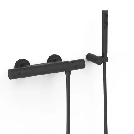 Robinet thermostatique mural Over-wall pour doucheDouchette Noir mat - TRES 19016429NM