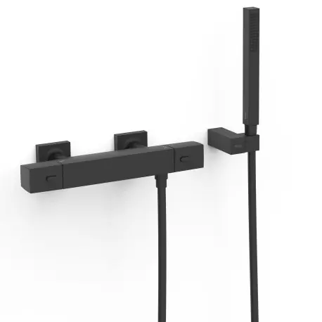 Robinet thermostatique mural Over-wall pour doucheDouchette à main Noir mat - TRES 19016469NM