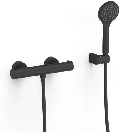 Robinet thermostatique mural pour douche Noir mat - TRES 21616409NM