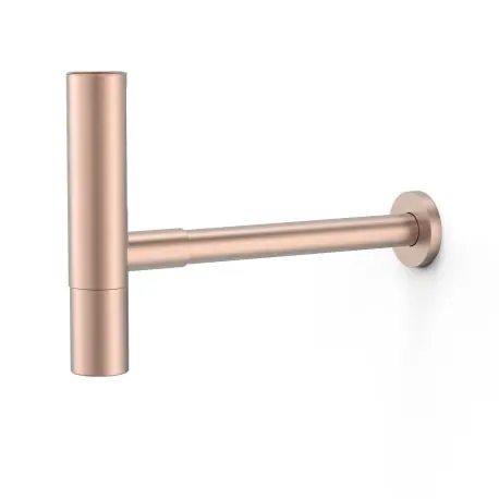 Siphon télescopique rond avec bouchon de visite et cache pour lavabo Or Rose Mat 24K - TRES 16110342OPM