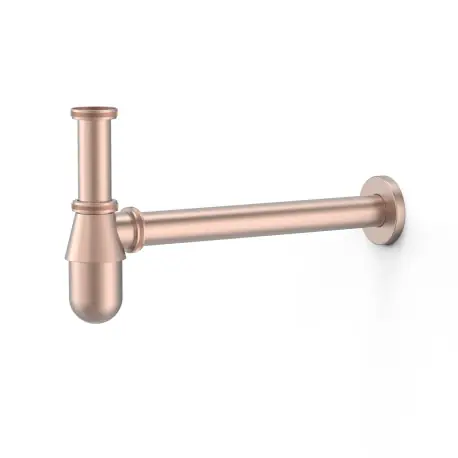Siphon télescopique type bouteille avec bouchon de visite pour lavabo Or Rose Mat 24K - TRES 03463430OPM