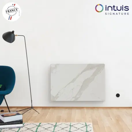 Radiateur à inertie KERAMOS Nativ Horizontal 1000W marbre blanc - INTUIS SIGNATURE K164113