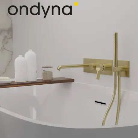 Mitigeur mural bain douche 2 sorties or brossé PVD Piega - CRISTINA ONDYNA PA10296I
