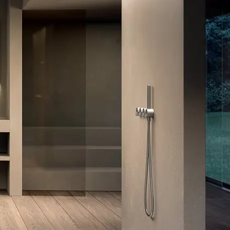 Bain Douche Mural 2 Sorties Chrome Noir Brosse Inox Pvd - CRISTINA ONDYNA PA16228