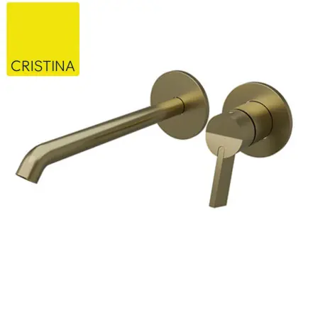 Mitigeur mural lavabo bec 225mm Or Brossé Piega - CRISTINA ONDYNA PA25996I