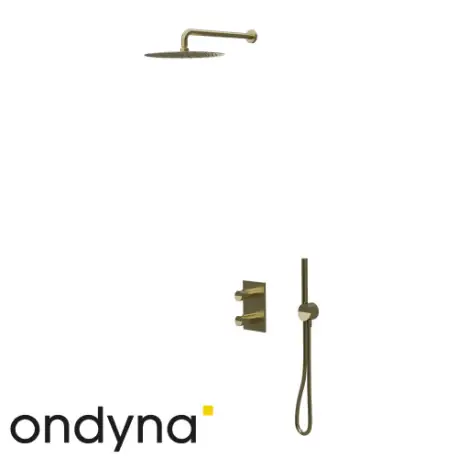 Façade douche thermostatique 2 sorties or brossé PVD Piega - CRISTINA ONDYNA PA75296I