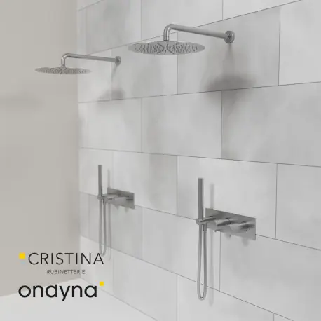 Façade douche thermostatique 2 Sorties Métal Brossé TRIVERDE - CRISTINA ONDYNA TV70277
