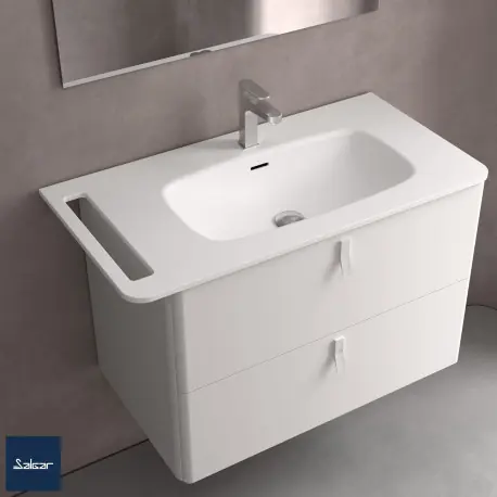 Plan vasque UNIIQ 890 robinet porte-serviettes option solid surface 890x12x460mm - SALGAR 96788
