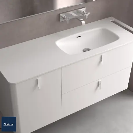 Plan vasque UNIIQ 990 robinet porte-serviettes option solid surface 990x12x460mm - SALGAR 96789